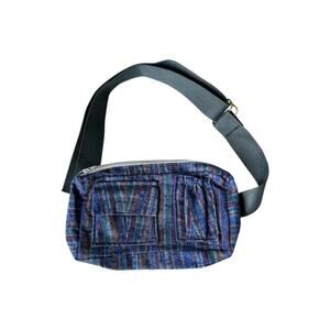 Retro Y2K Striped Fanny Pack Crossbody Belt Bag Boho Hippie Adjustable Strap